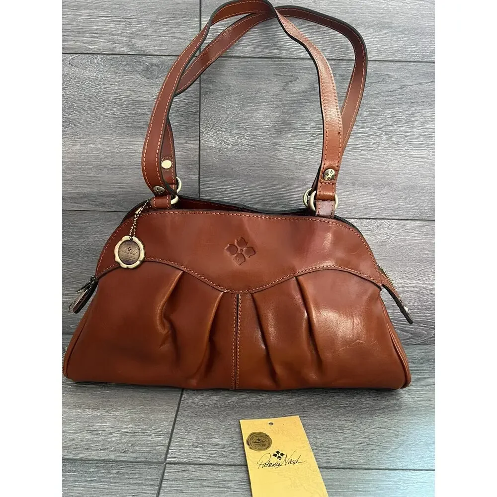 Patricia Nash Macellara Oval Satchel shoulder bag tan Heritage A399509